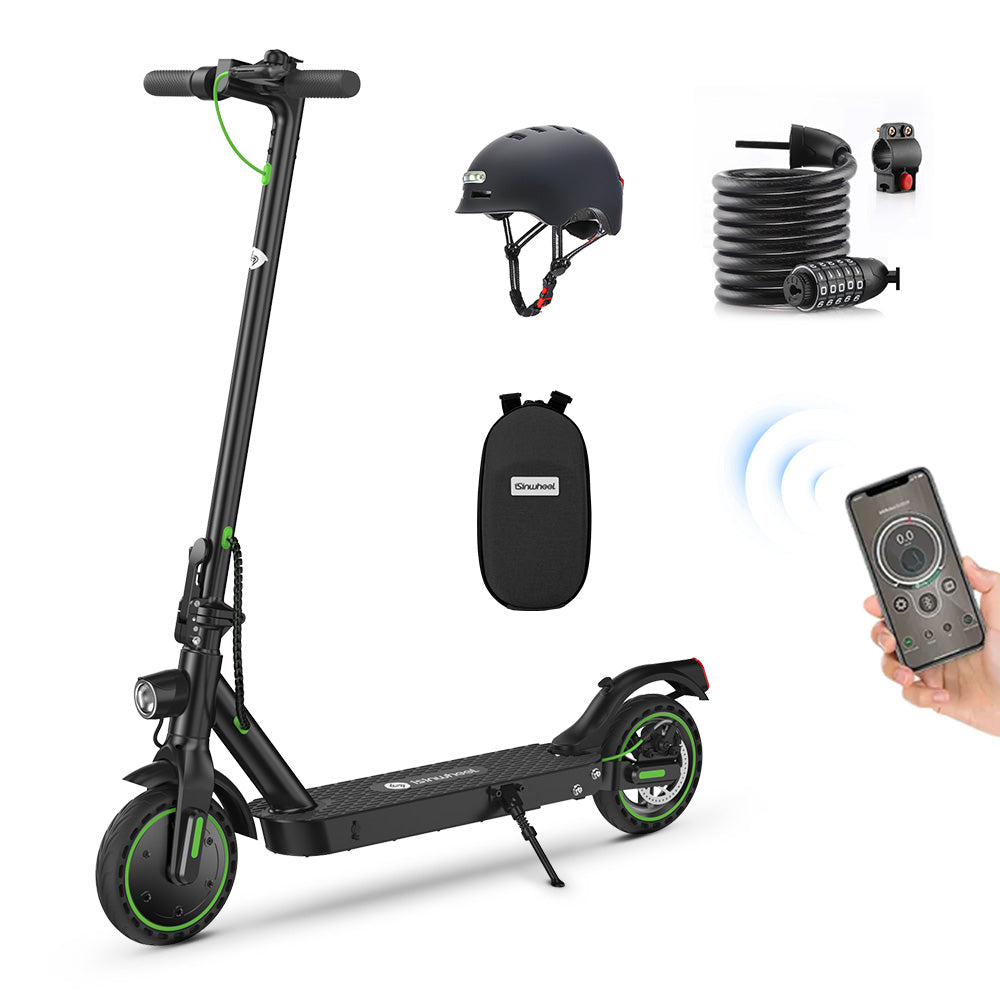 isinwheel S9Pro Adult Electric Scooter - S9pro with a cable lock and LED helmet