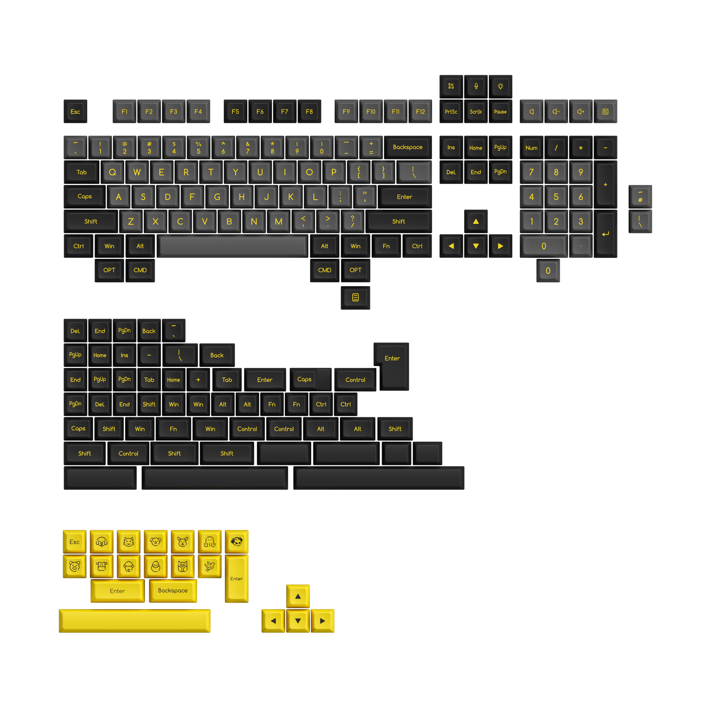 Black & Gold ABS SAL Keycap Set (195-Key) - SAL