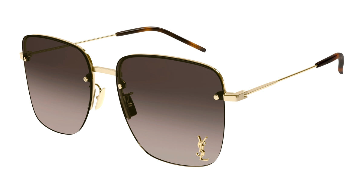 SAINT LAURENT SL 312 M 008 Woman Sunglasses Metal Gold Brown Squared Normal Shaded