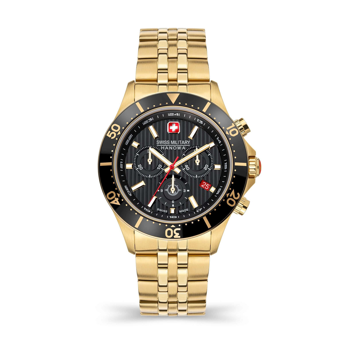 FLAGSHIP X CHRONO Gold/Schwarz 42mm Edelstahl Uhr - Herrenuhren - Swiss Made