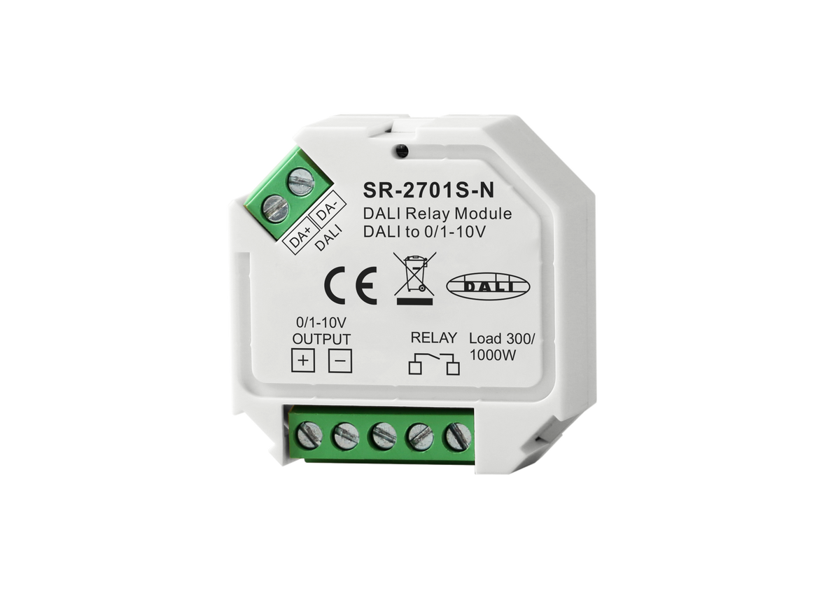 SR-2701S-N DALI Relaismodul mit 0/1–10 V Ausgang – 2-in-1 Schalt- & Steuergerät für LED, EVG & Netzteile