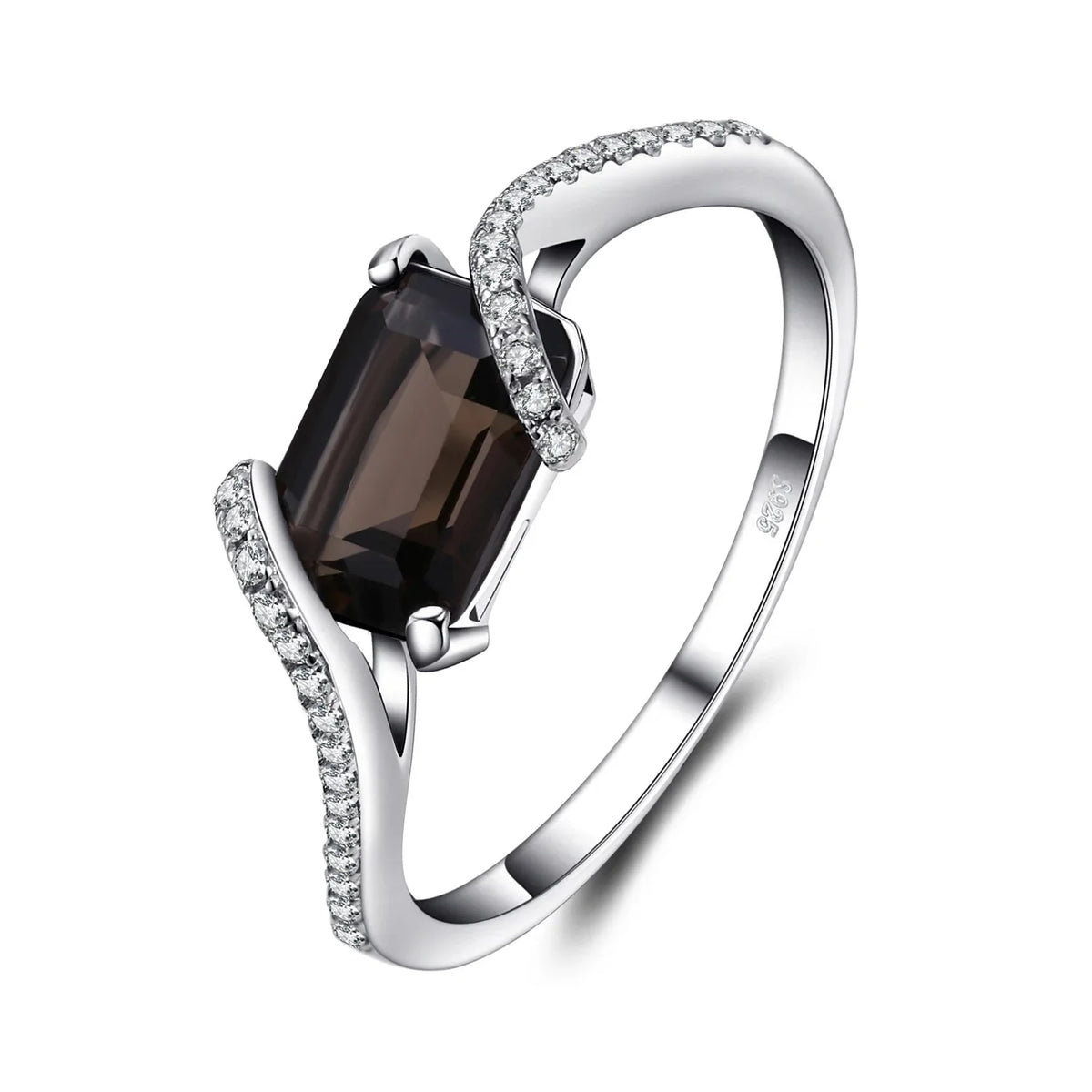 Elegant 1.7Ct Emerald Cut Smoky Quartz Ring in 925 Sterling Silver - Perfect for Weddings, Engagements, and Everyday Wear - 7