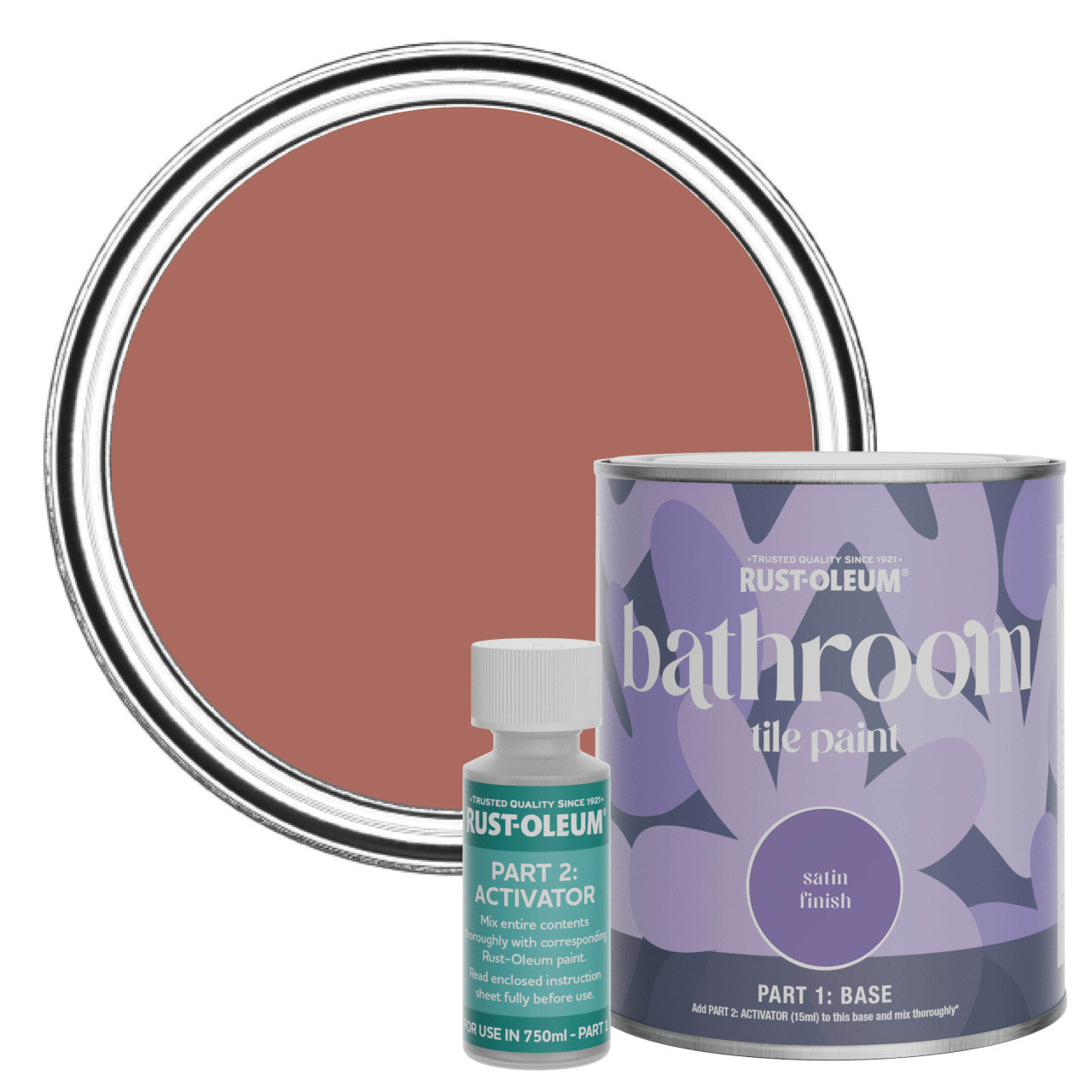 Rust-Oleum Red Satin Bathroom Tile Paint - Salmon 750ml