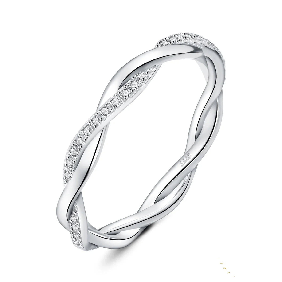 Exquisite 5A CZ Infinity Classic 925 Sterling Silver Wedding and Engagement Band Ring for Women - A Timeless Anniversary Gift in Fine Jewelry - 7
