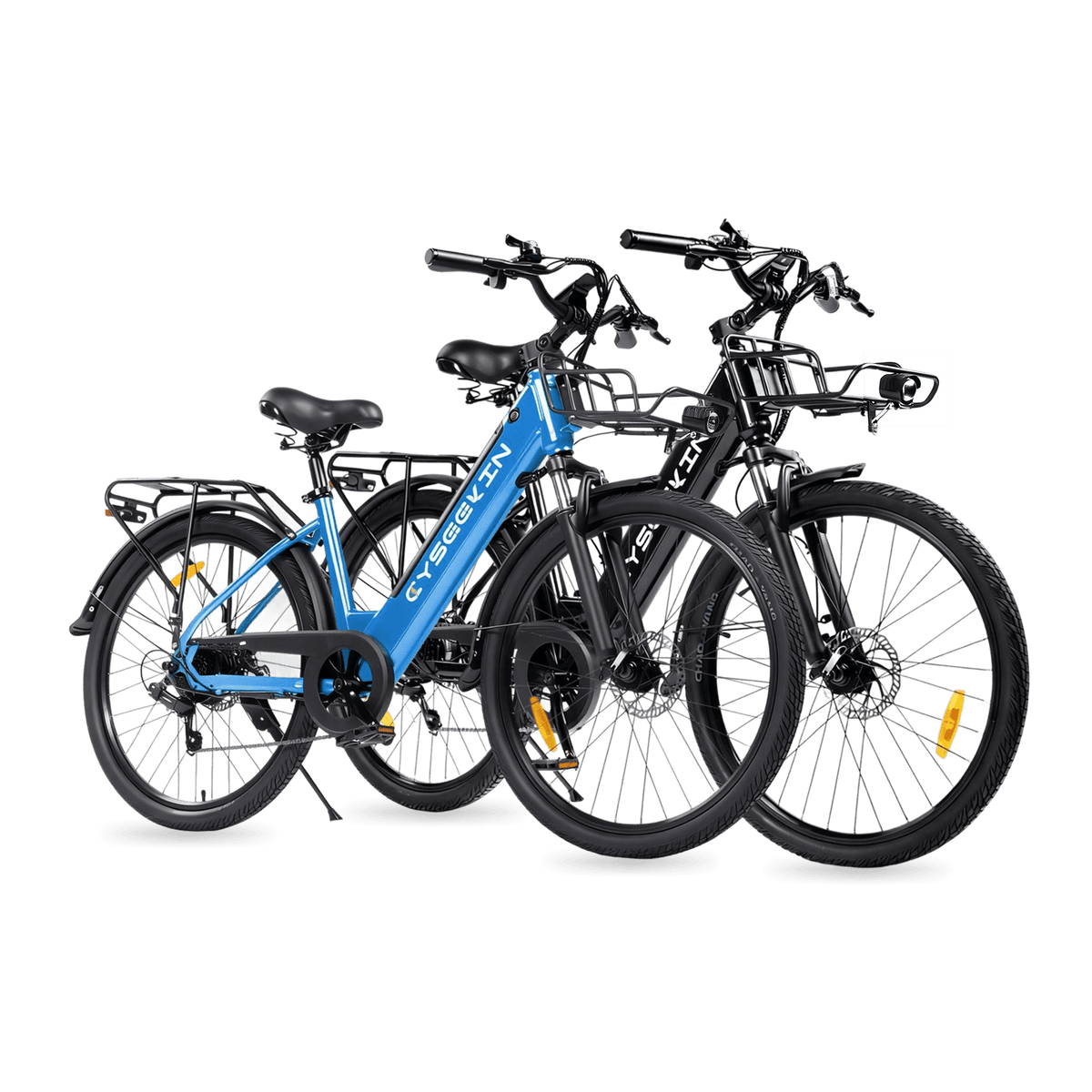 Cyseekin S10 City E-Bike 2er-Set – Ideal für Paare & Familien - Schwarz + Blau (2er-Set)