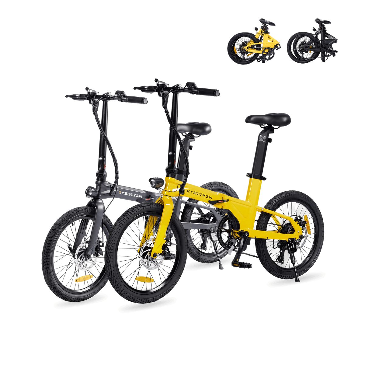 Cyseekin C10 Falt-E-Bike Doppelpack – Perfekt für Paare & Pendler - Schwarz + Gelb (2er-Set)