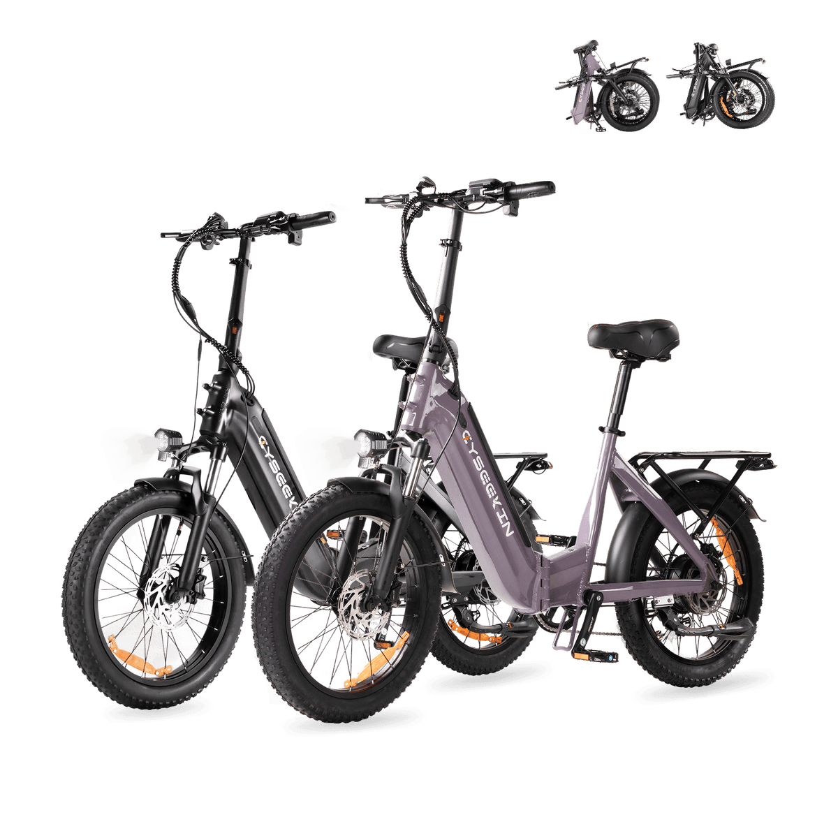 Cyseekin C20 Falt-E-Bike 2er-Set – Komfort & Reichweite für Zwei - Schwarz + Lila (2er-Set)