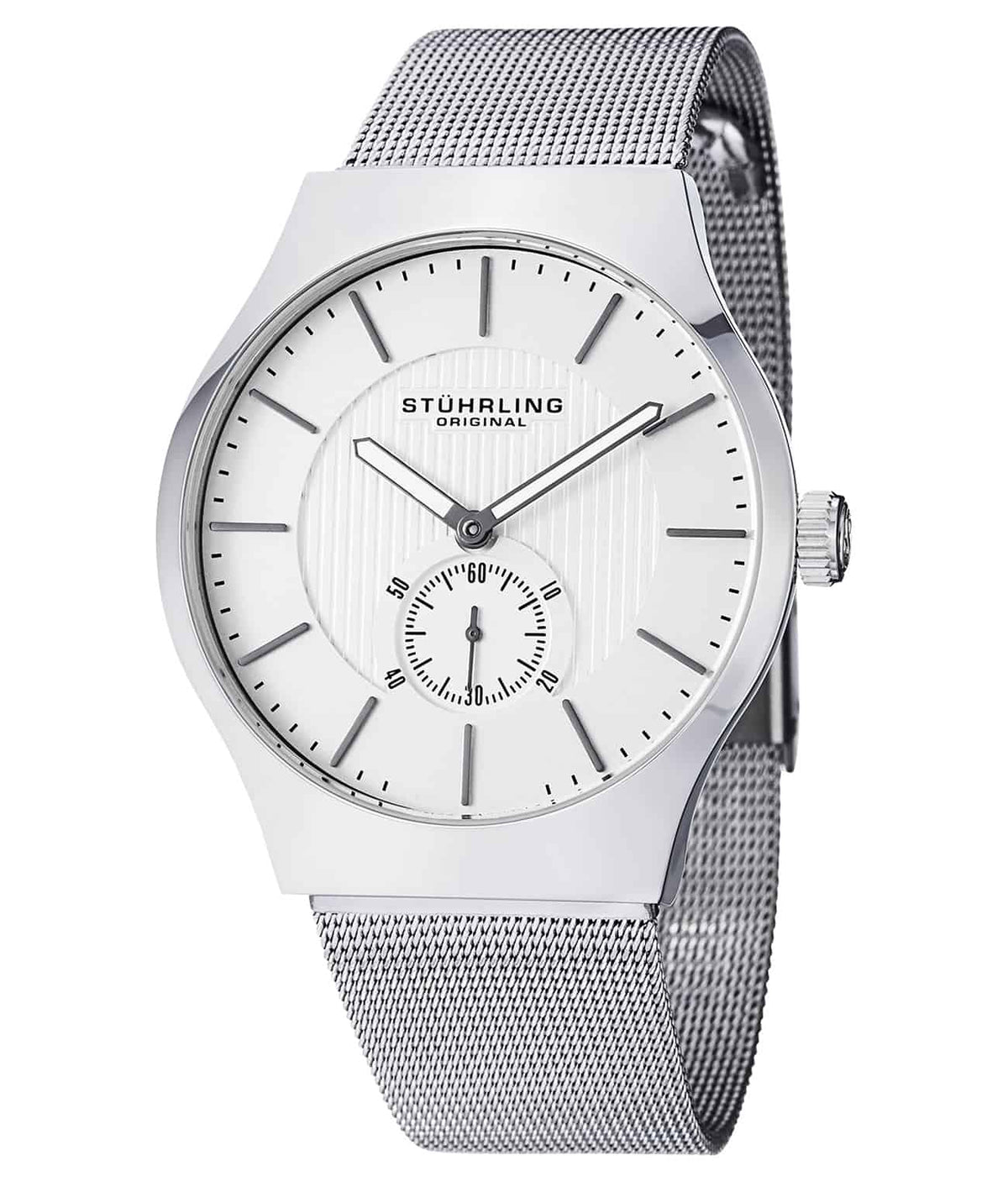 Albion 125G Quartz 40mm Classic - White Dial / Silver Case / Silver Stainless Steel Bracelet Foldover Buckle