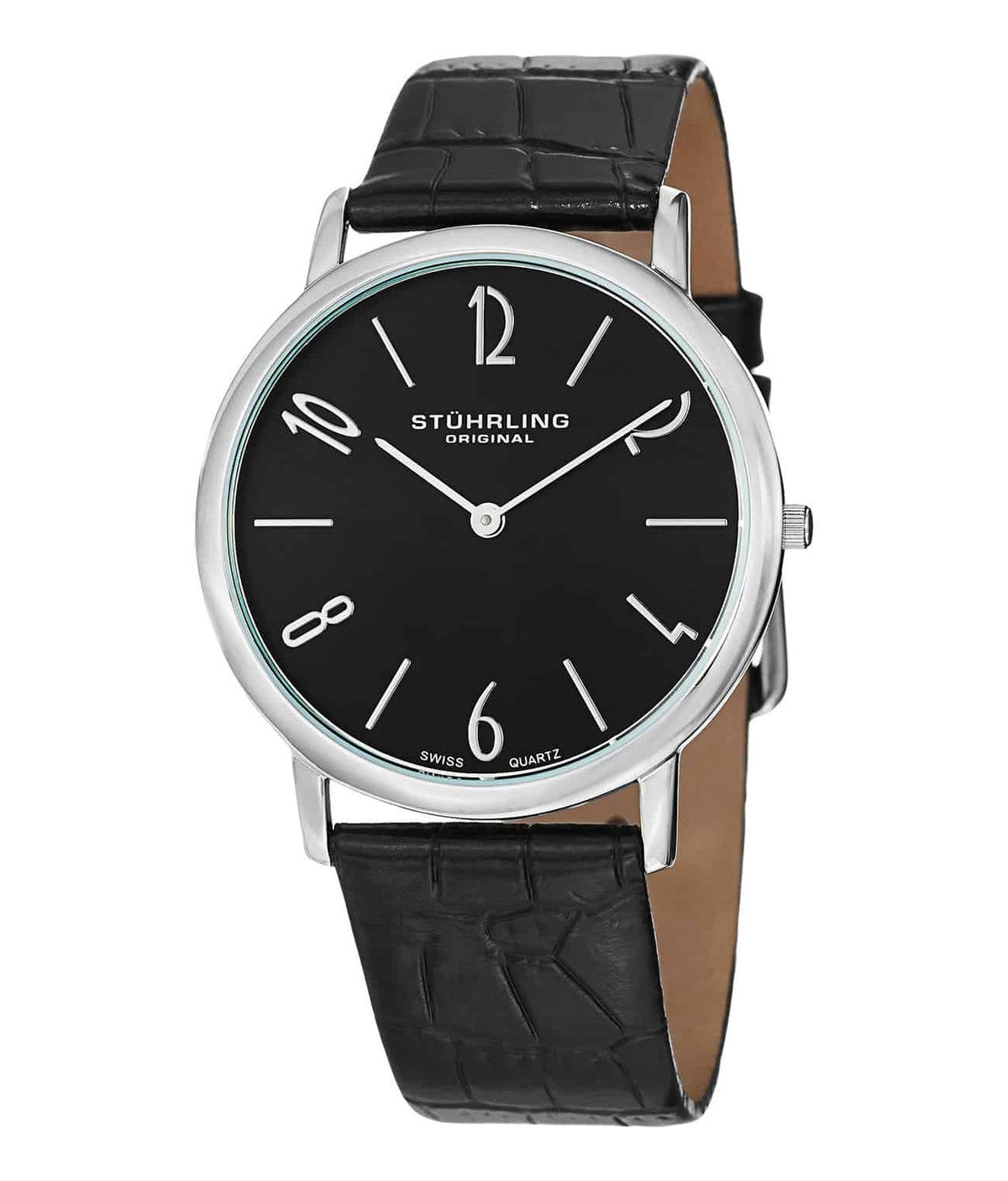 Ascot II 140 Quartz 38mm Classic - Black Dial / Silver Case / Black Leather Strap Tang Buckle