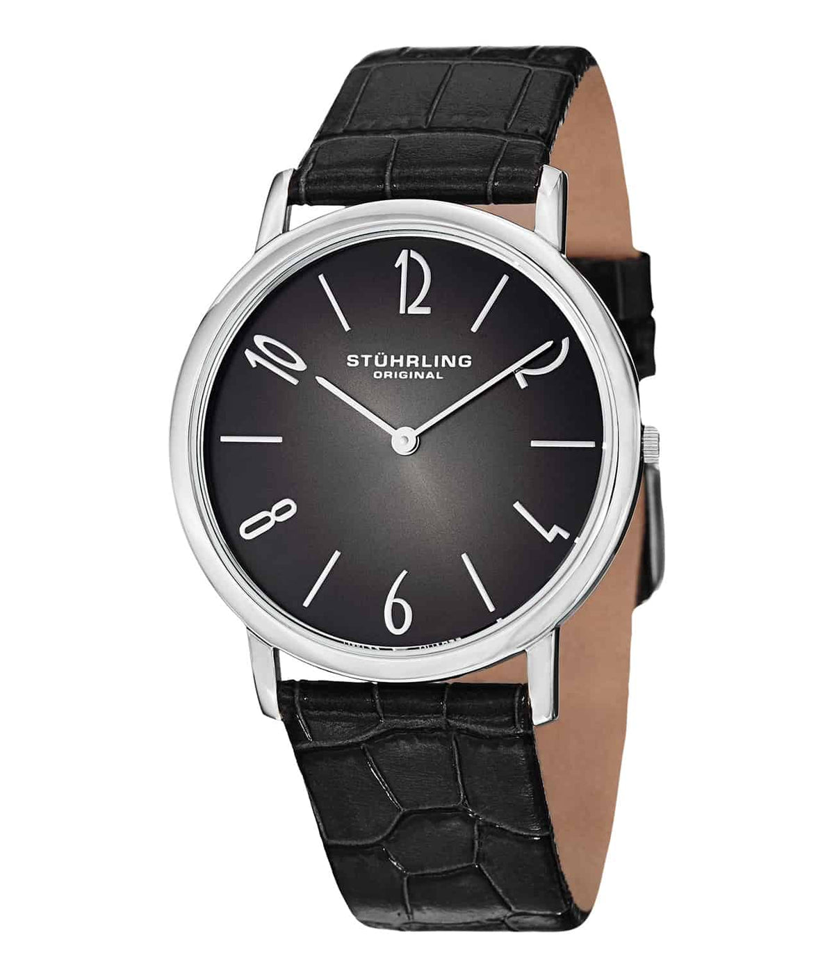 Cuvette Contra 140A Quartz 38mm Classic - Black Dial / Silver Case / Black Leather Strap Tang Buckle
