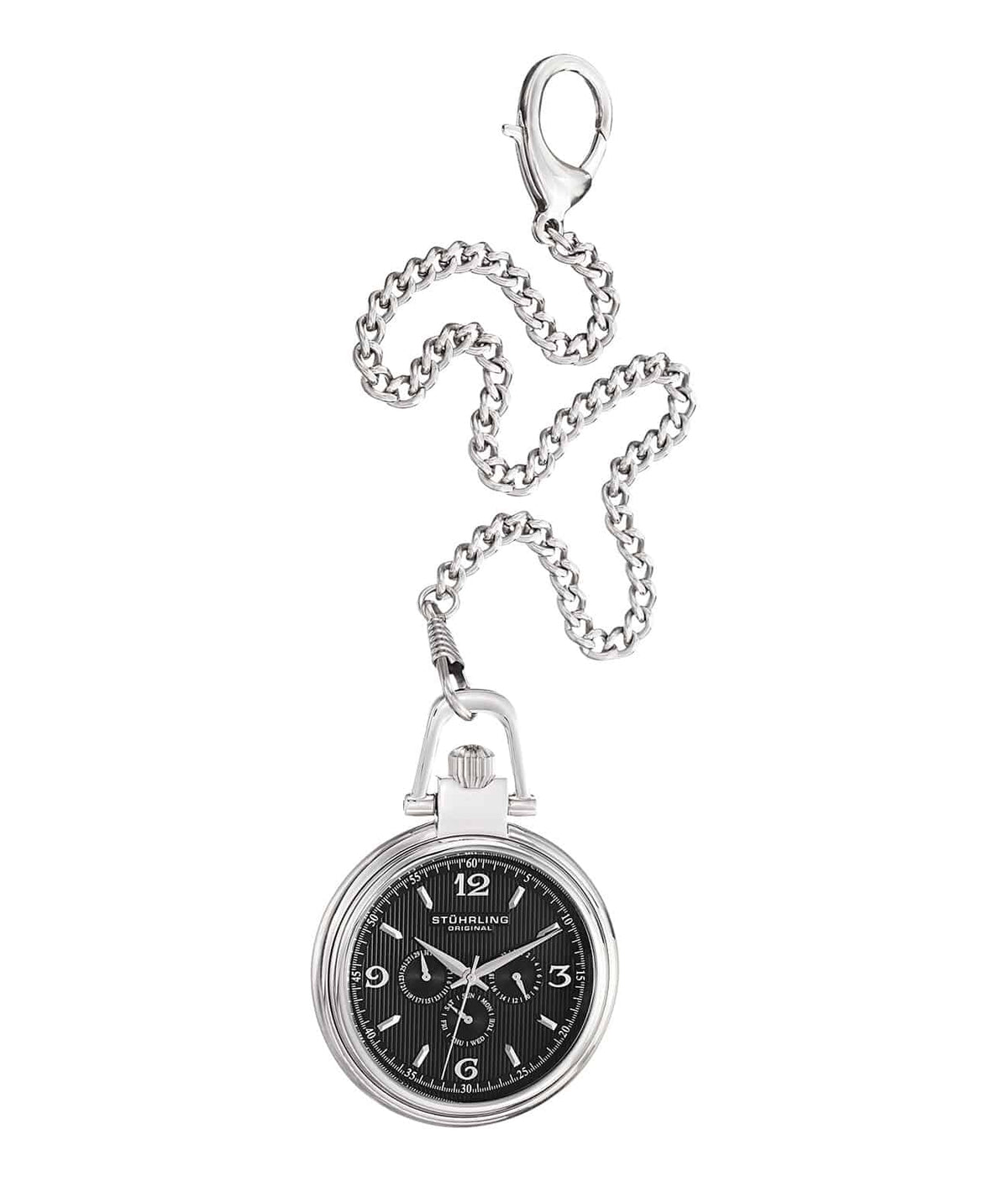Monarch Nouveau 142A2 Quartz 51mm Classic - Black Dial / Silver Case / Silver Stainless Steel Pocket Watch