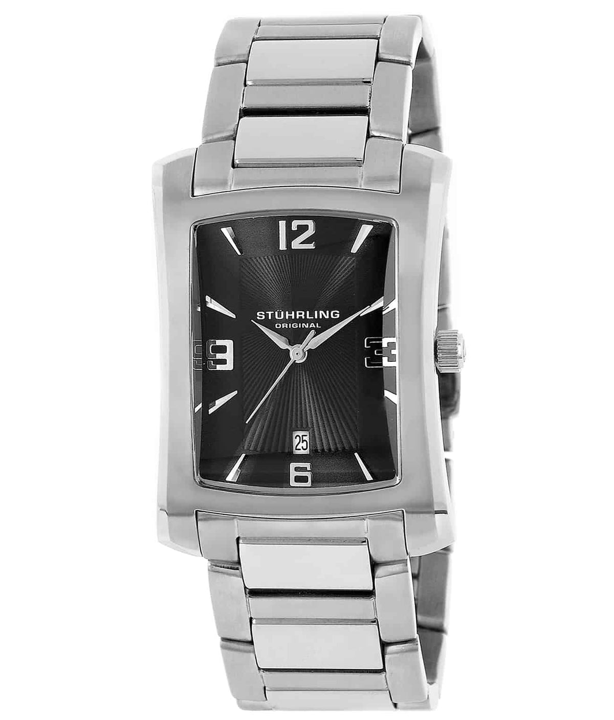 Gatsby Society 144AT Quartz 29mm Classic - Black Dial / Silver Case / Silver Stainless Steel Bracelet Deployant Buckle
