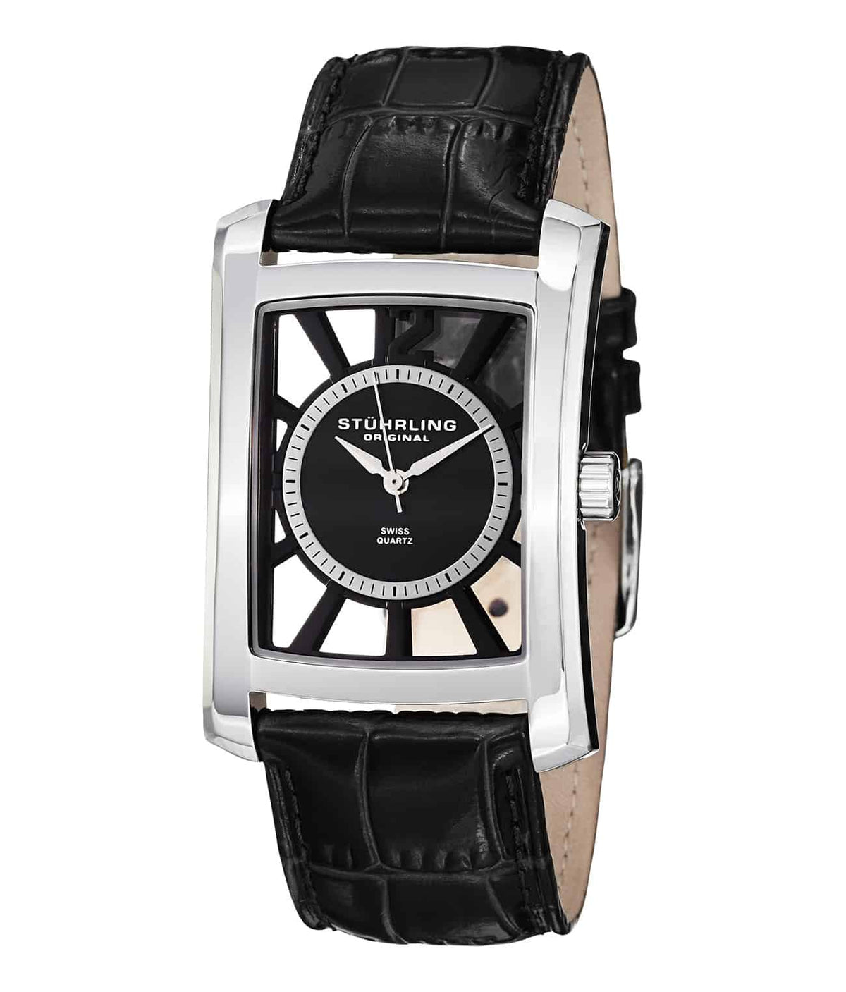 Gatsby Quartz 144D 32mm Classic - Black Dial / Silver Case / Black Leather Strap Tang Buckle