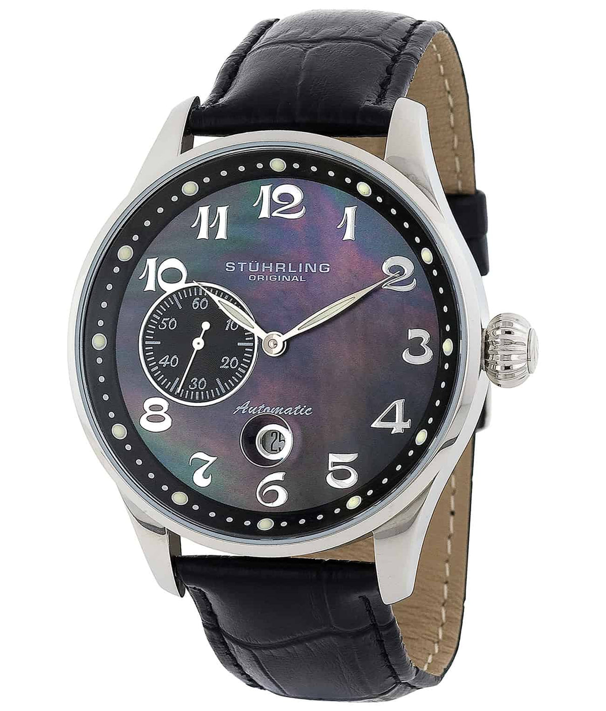 Heritage Grand 148A Automatic 44mm Classic - Black Dial / Silver Case / Black Leather Strap Tang Buckle