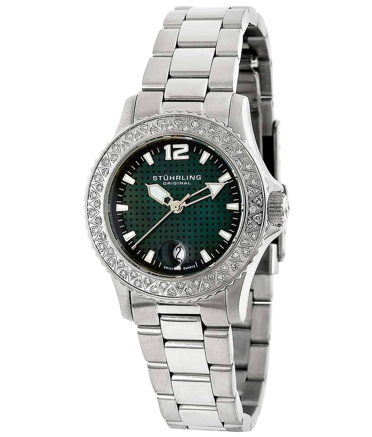 Regatta La Femme 162A Quartz 31mm Diver - Black Dial / Silver Case / Silver Stainless Steel Strap Deployant Buckle