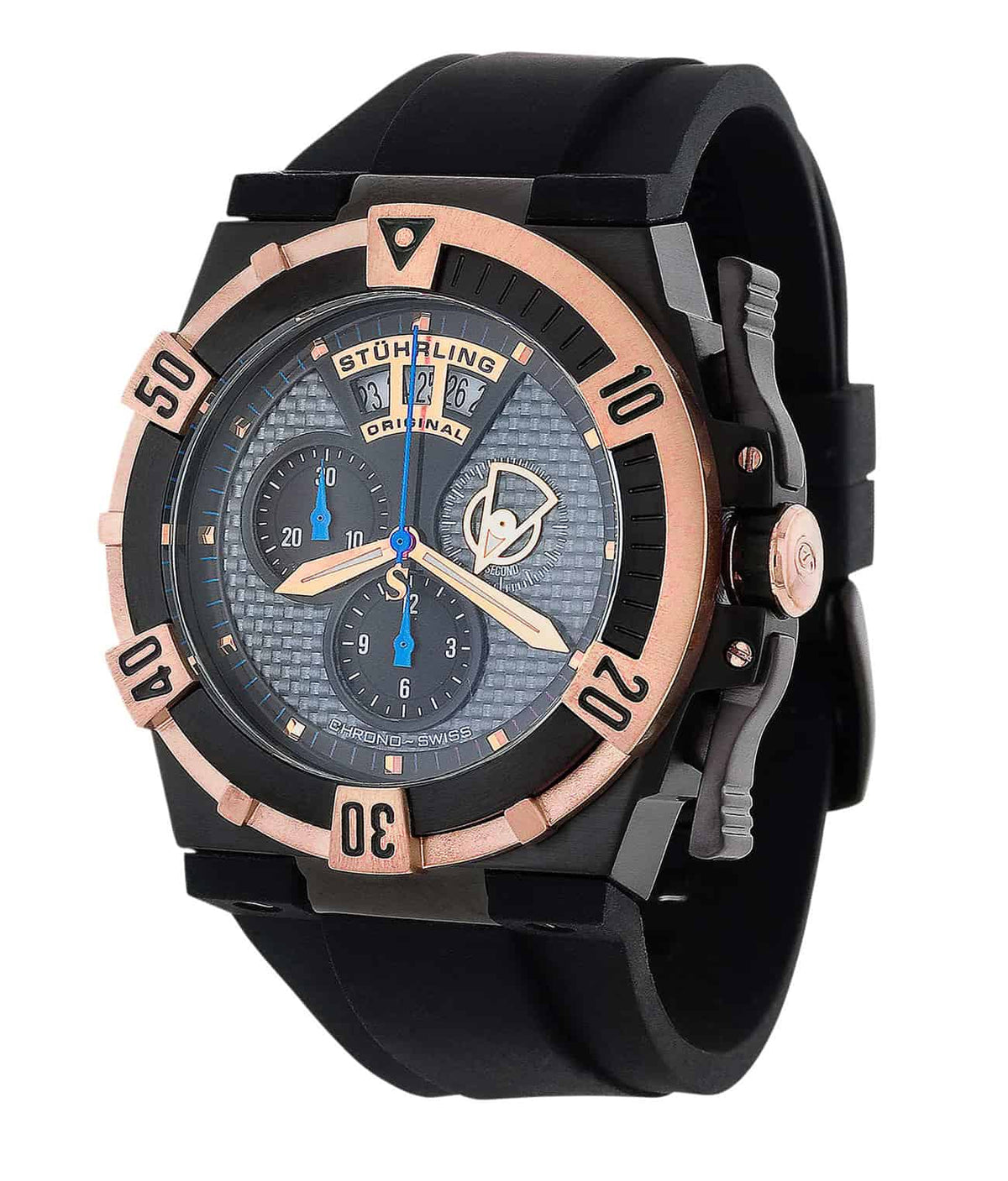 Midnight Falcon 220M Quartz 45mm Diver - Grey Dial / Black PVD Case / Black Silicone Strap Tang Buckle 2