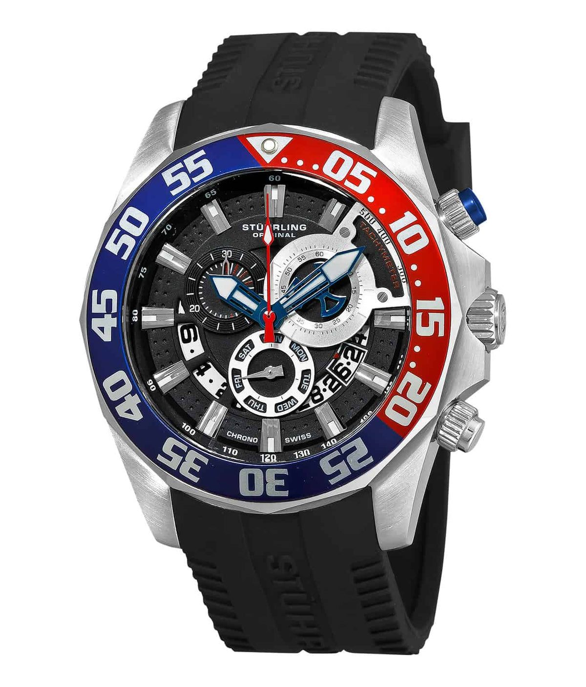 Nautico Sport 287A Quartz 47mm Diver - Black Dial / Silver Case / Black Silicone Strap Tang Buckle