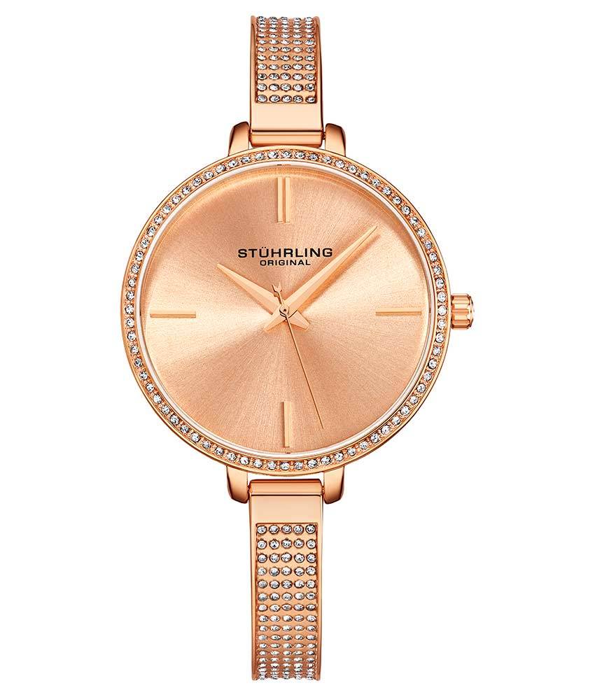 Stührling Pentai 3949 Quartz 36mm Fashion - Rose Dial / Rose Case / Rose Stainless Steel Bracelet Rose Gold Layered Buckle