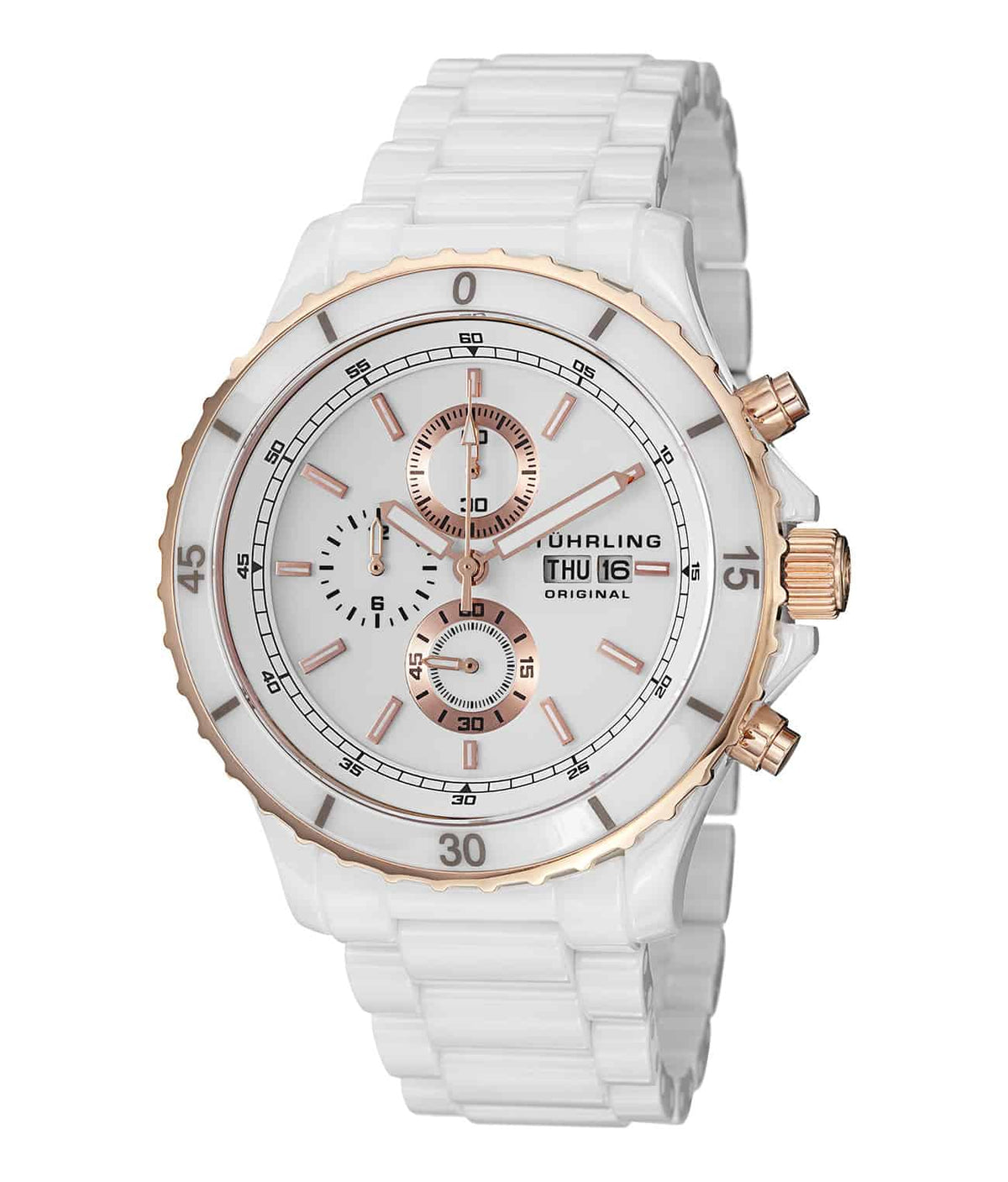 Regatta Ceramic Chrono 403 Quartz 45mm Diver - White Dial / White Case / White Ceramic Bracelet Deployant Buckle