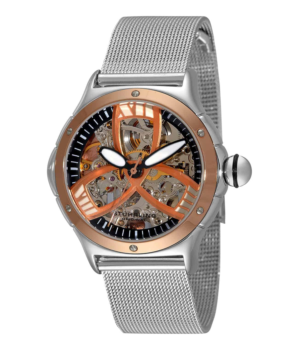 Alpine Girl 5ATM Automatic 36mm Chronograph - Black Dial / Silver Case / Silver Stainless Steel Bracelet Foldover Buckle