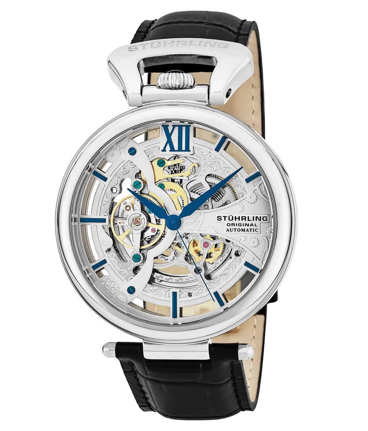 Special Reserve 627 Automatic 46mm Skeleton - Silver Dial / Silver Case / Black Leather Strap Deployant Buckle