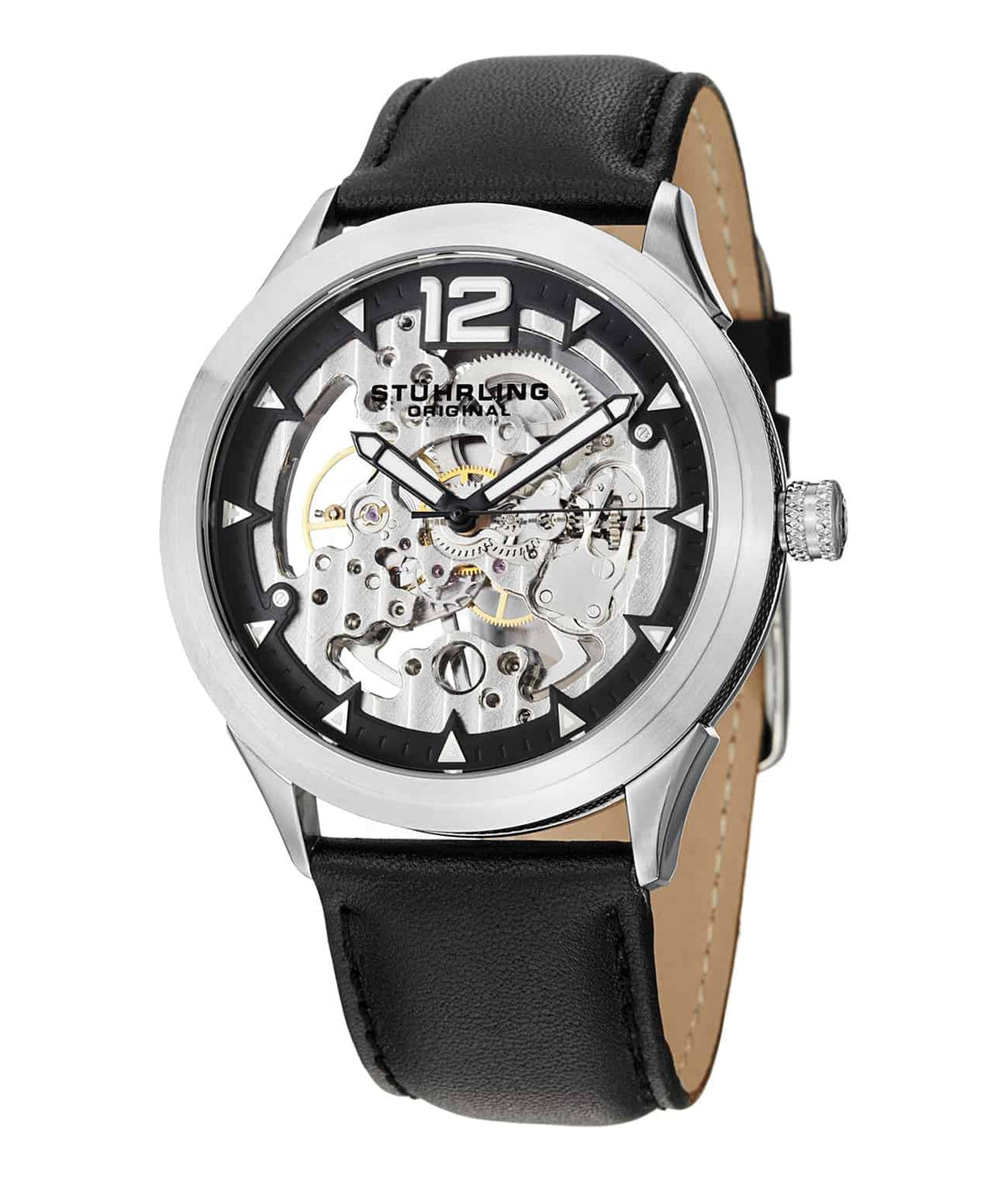 Legacy 671 Hand-wind 45mm Skeleton - Black Dial / Silver Case / Black Leather Strap Tang Buckle