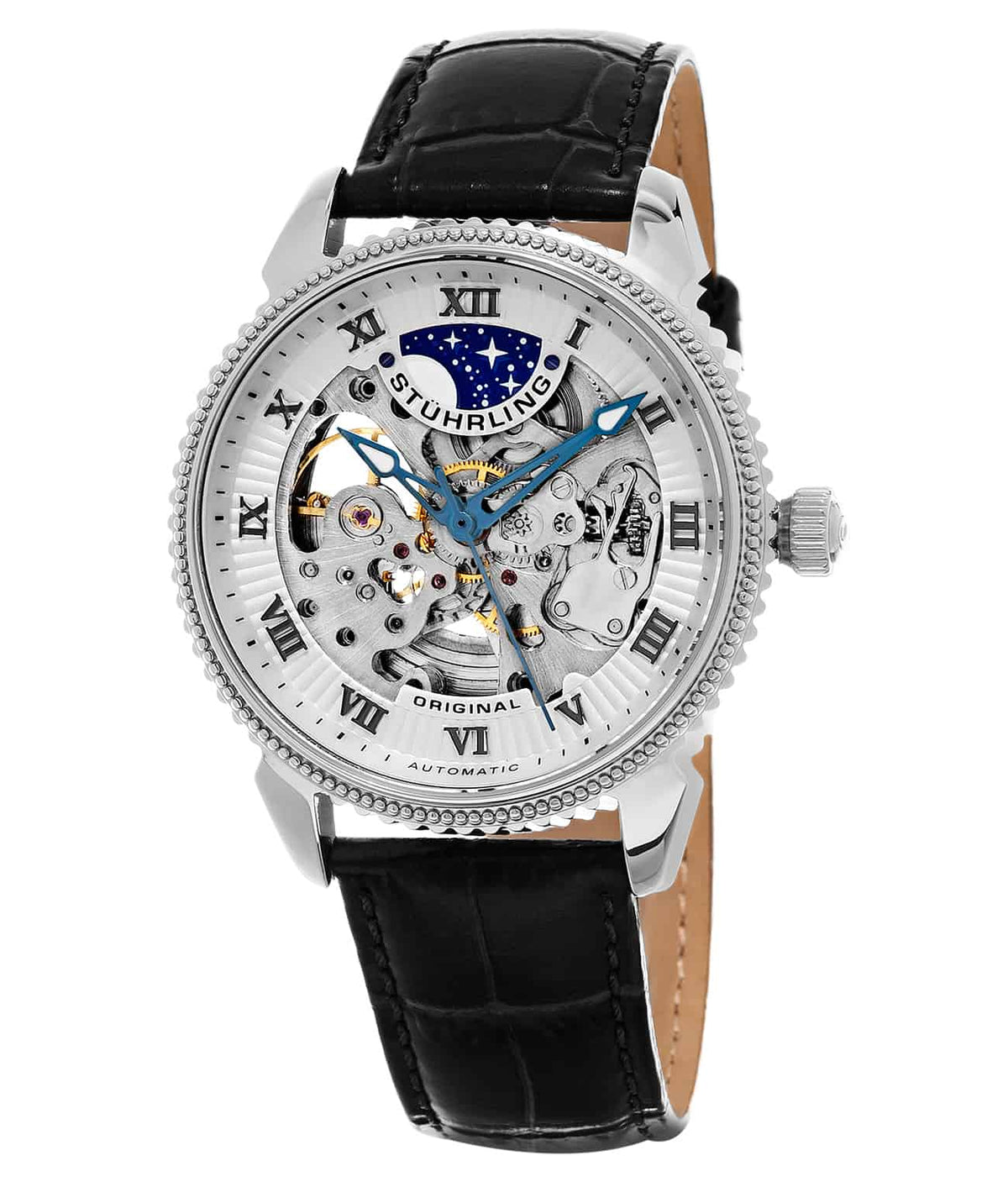 Special Reserve 835 Automatic 40mm Skeleton - Silver Dial / Silver Case / Black Leather Strap Tang Buckle