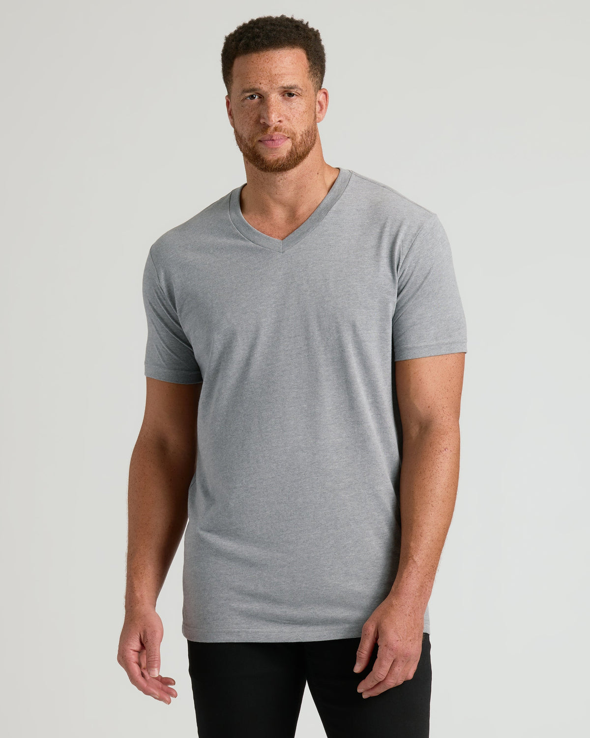 True Classic Heather Gray Tall Short Sleeve Classic V-Neck | Small