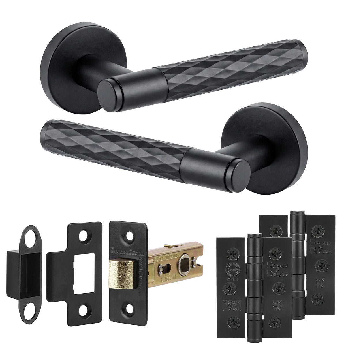 Tore Matt Black Passage Door Lever Handles - Hinge Kit 76mm