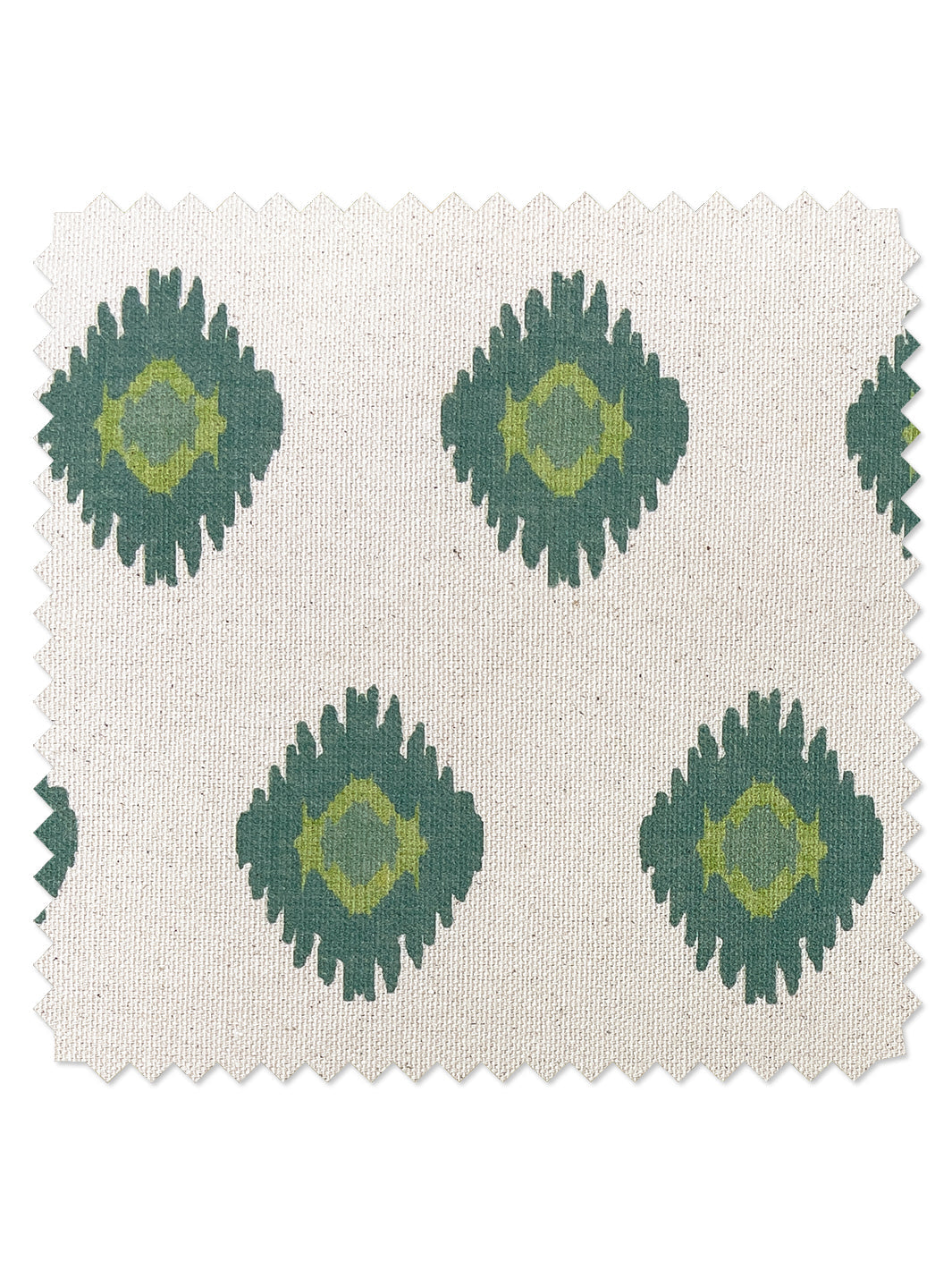 'Tangier Medallion' Raw Canvas Fabric by Wallshoppe - Green on Raw Canvas - RAW CANVAS / SAMPLE