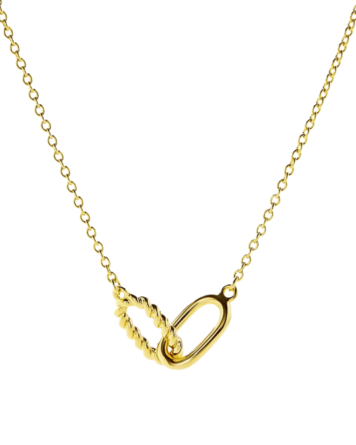 18K Gold Link Pendant Necklace - Interlocked