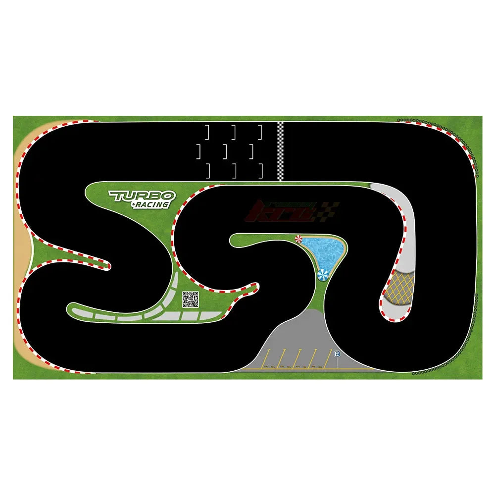 Turbo Racing Portable Rubber Mat 160x90cm 1:76 RC Mini Car Track Race for Table Racing - US Only - Portable Rubber Mat