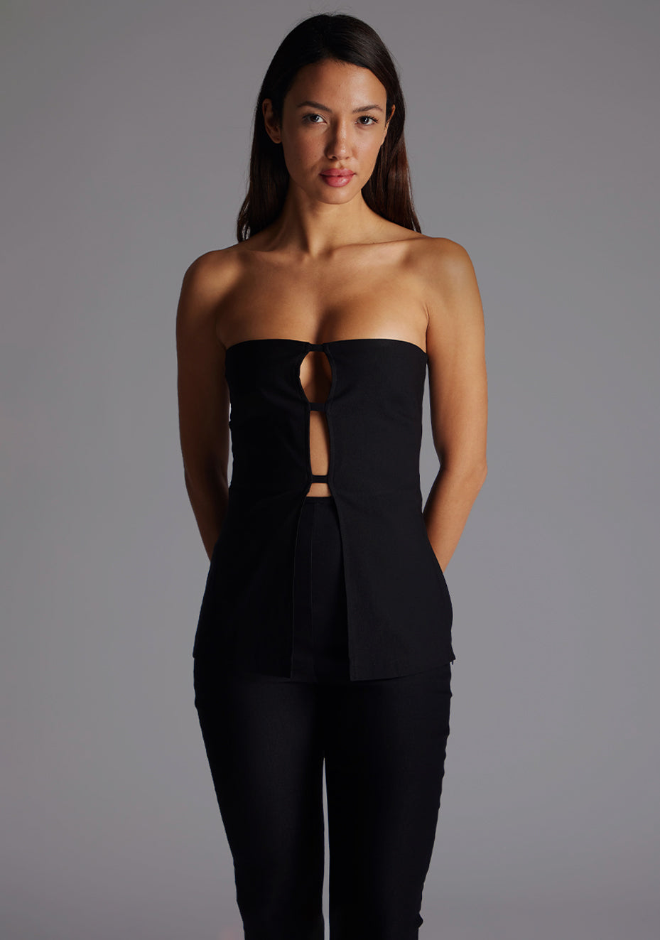 Augusta | Bandeau Black Longline Top - 10 / black