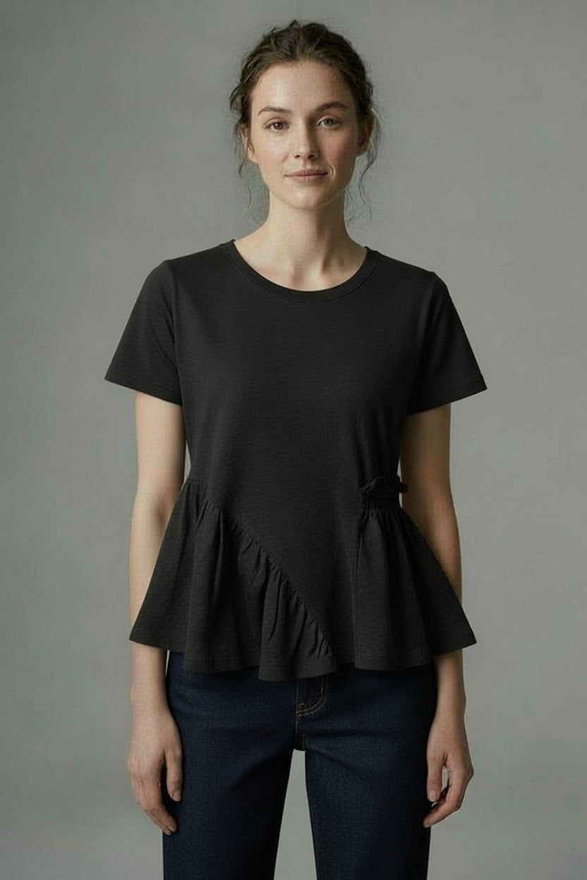 Asymmetric peplum hem - Black / XS