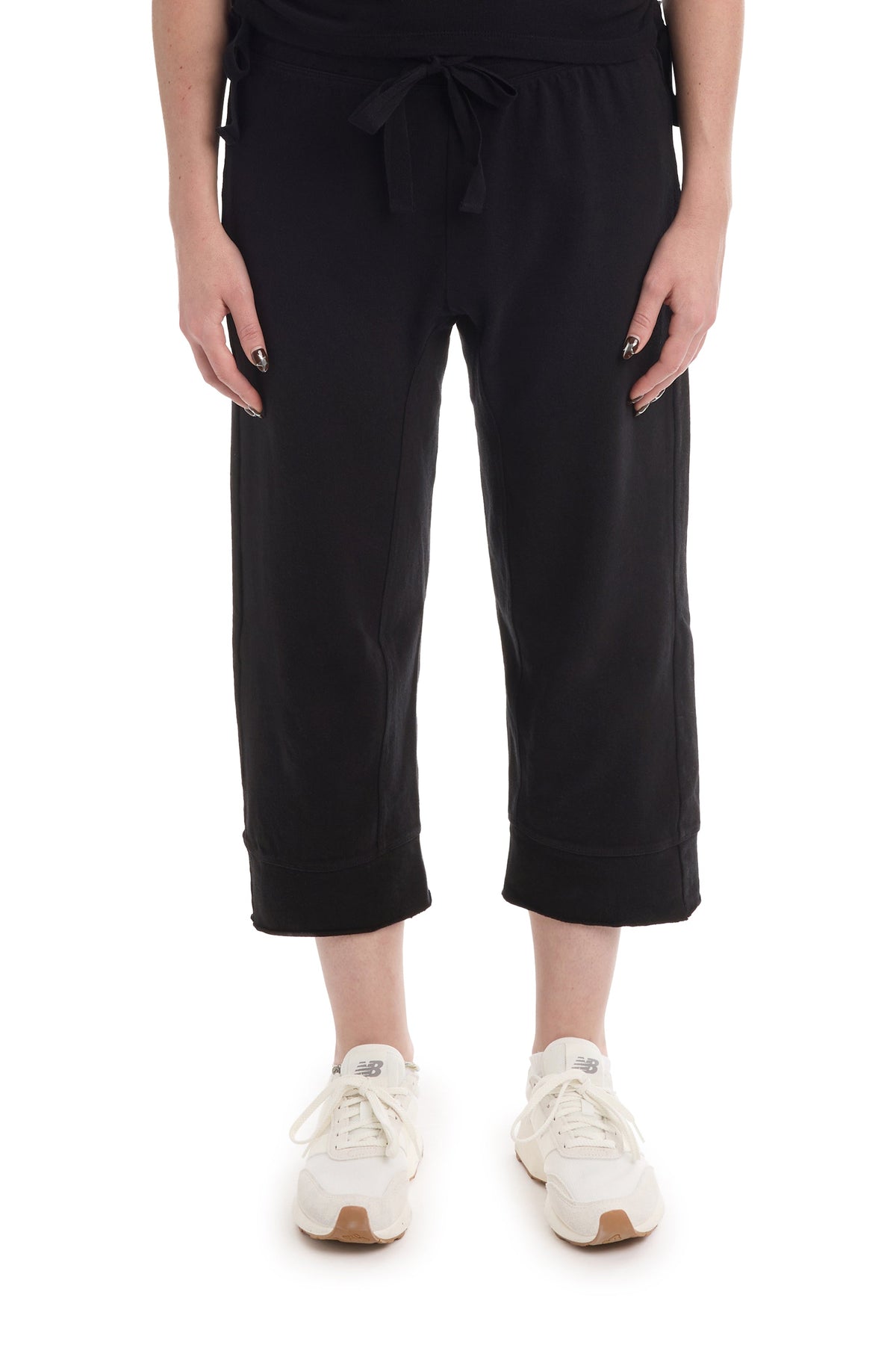 Crop Raw Jogger Easy Fit Pants - Black / XS