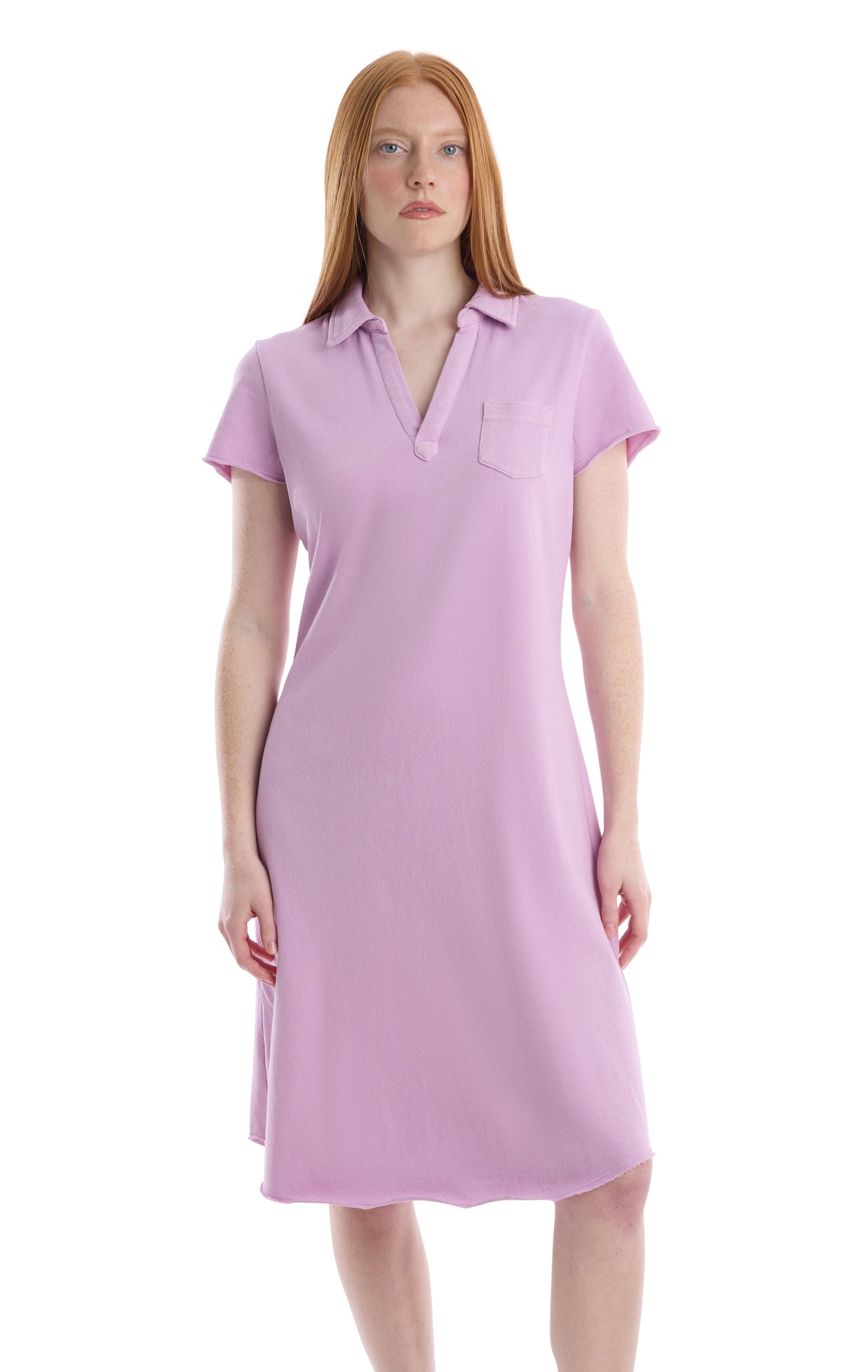 Polo dress with chest pocket - Orchid Bouquet / XS