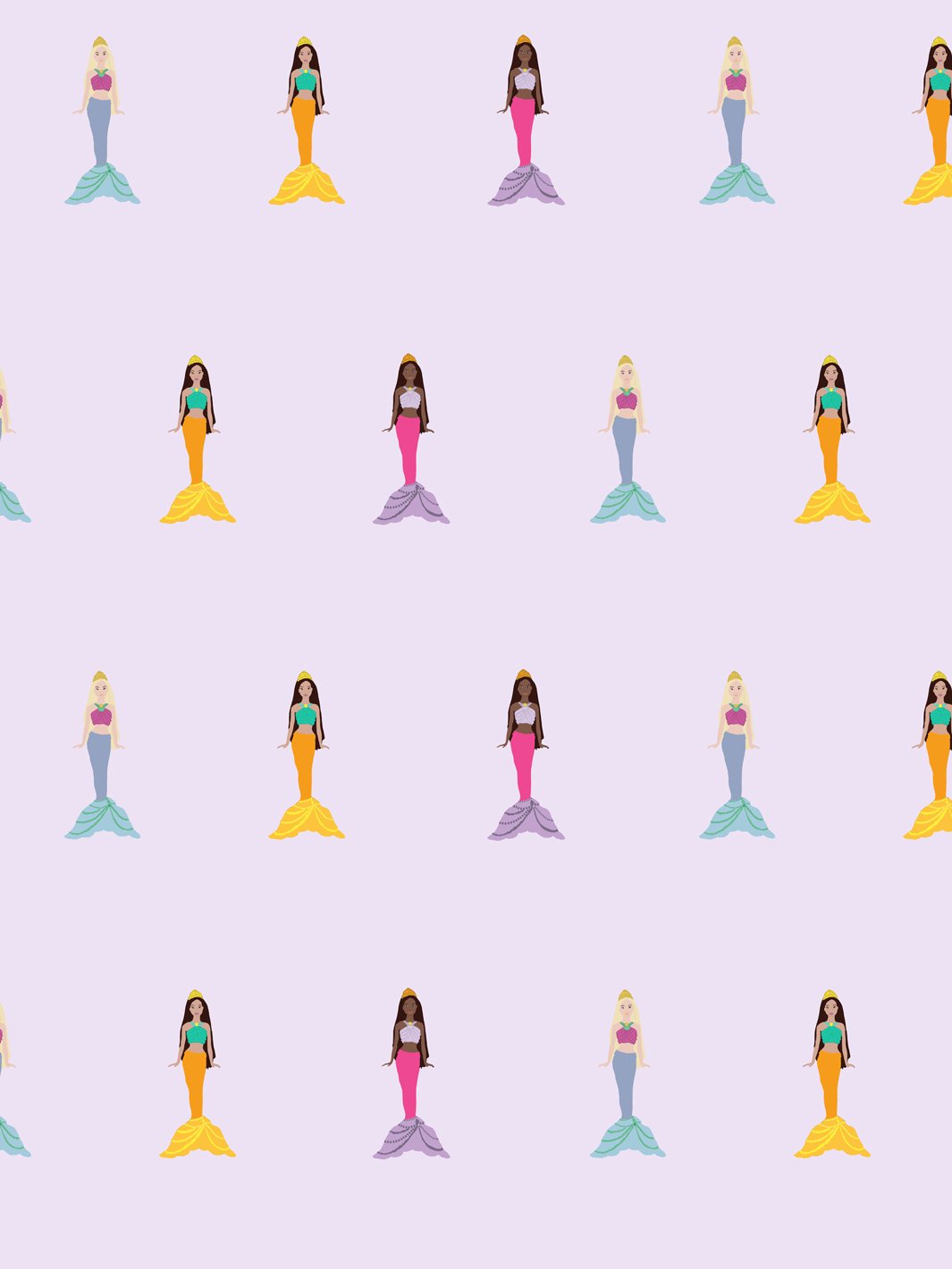 'Mermaids' Wallpaper by Barbie™ - Lavender - Traditional