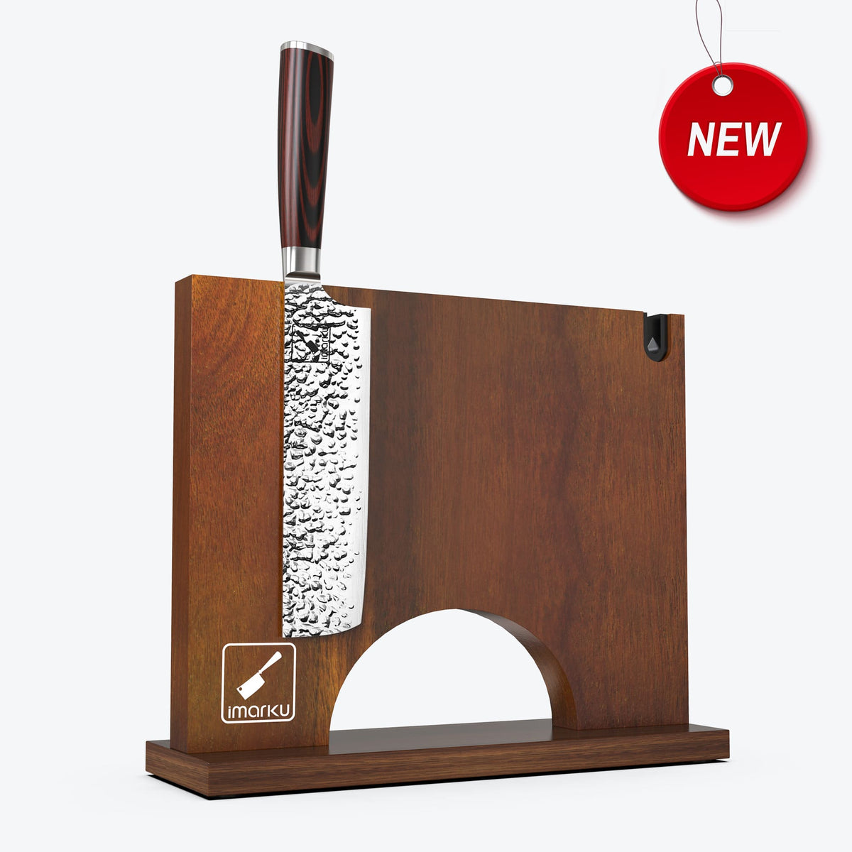 Magnetic Wood Block Knife Holder with Japanese Nakiri Knife - Arch Bridge