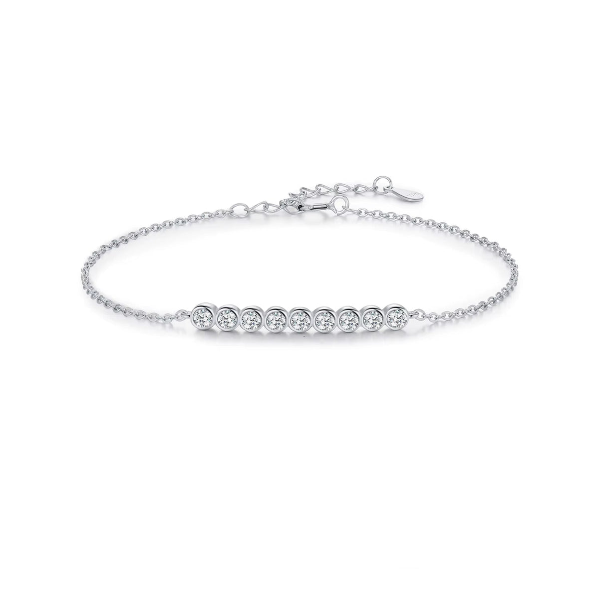 D Color Moissanite & 925 Sterling Silver Elegant Chain Link Bracelet - Luxury Jewelry for Women, Perfect Wedding Gift - Msb0058