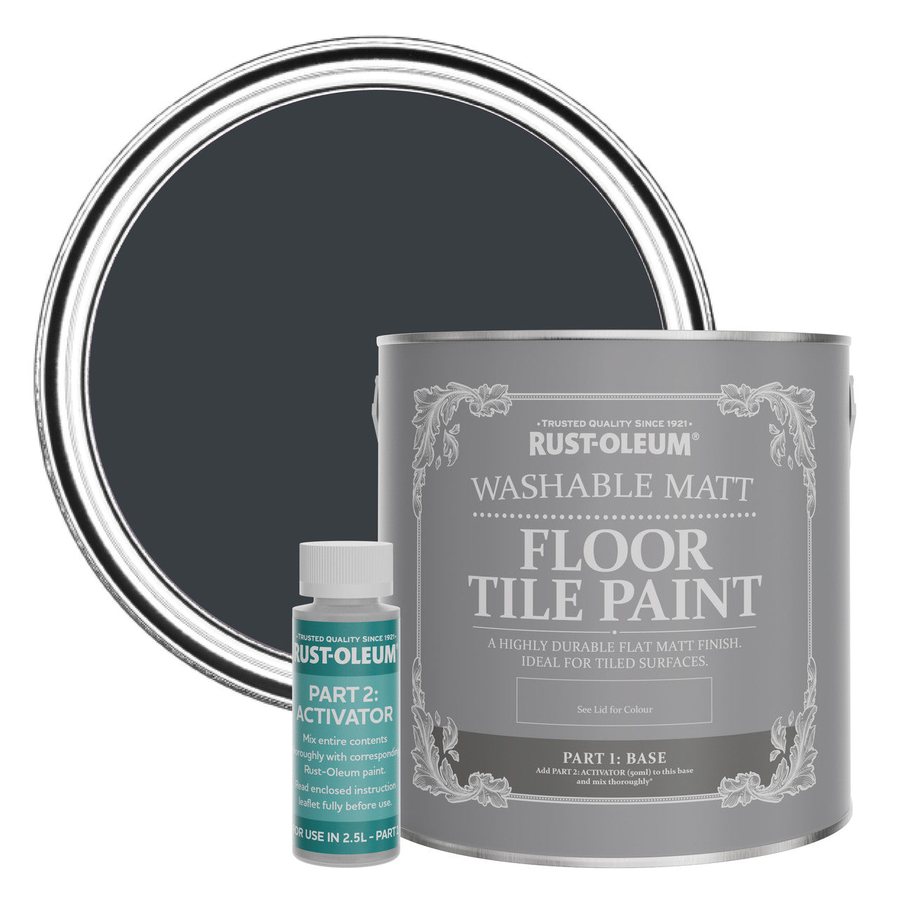 Rust-Oleum Grey Matt Floor Tile Paint - Anthracite (RAL 7016) 2.5L