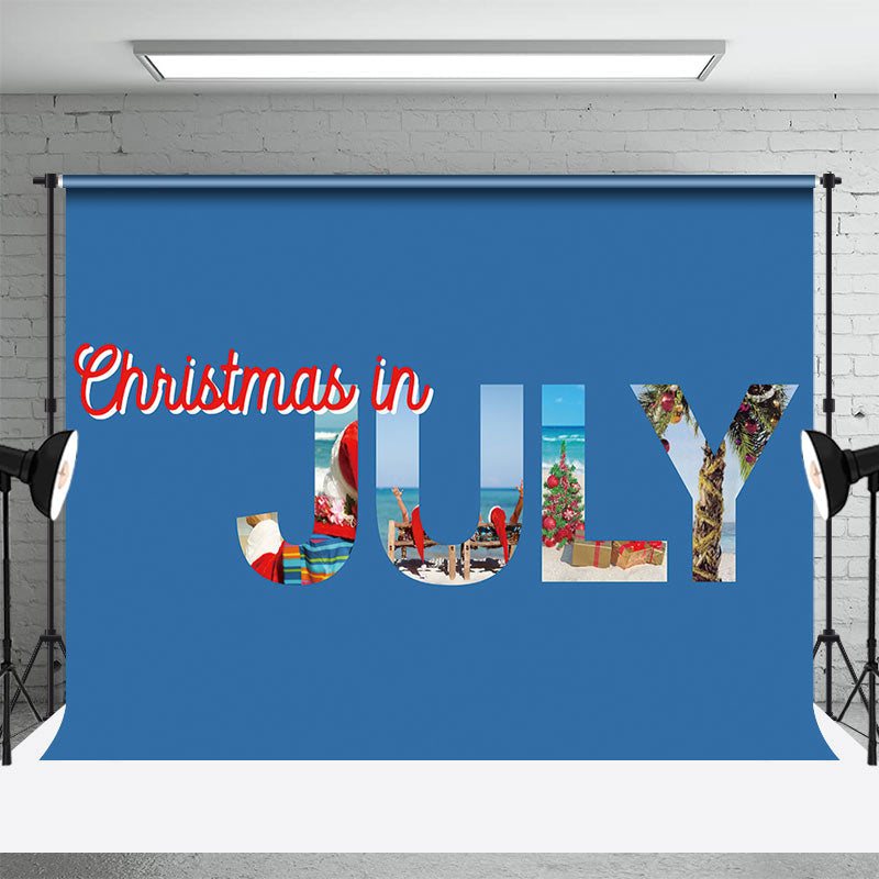 Blue Beach Santa Claus Christmas In July Backdrop - Aperturee
