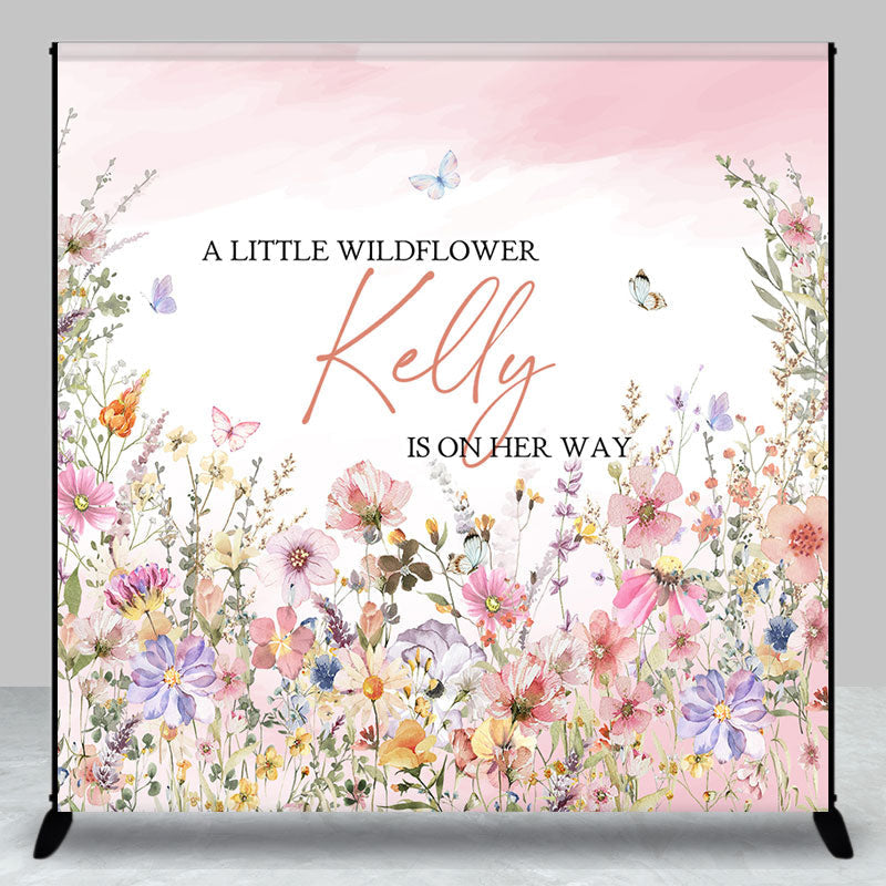 Colorful Floral Butterfly Custom Baby Shower Backdrop - Aperturee