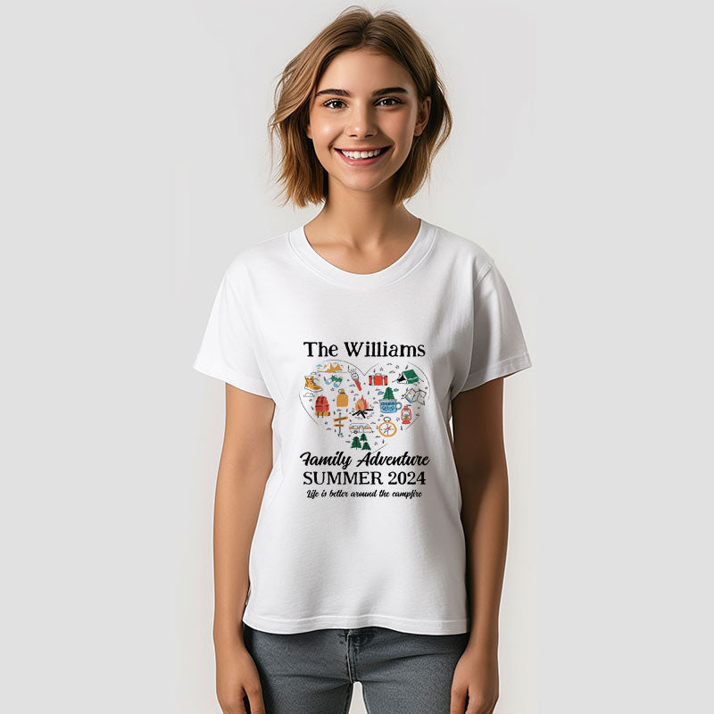 Family Adventure Hiking Camping Trip Heart T-Shirt