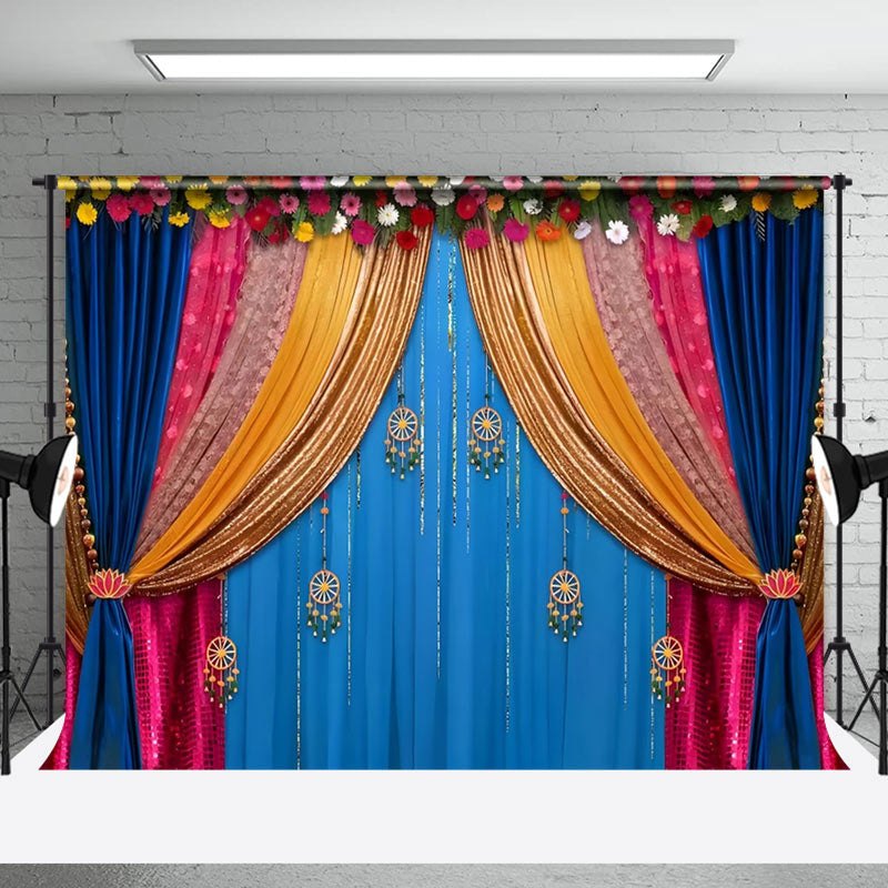 Floral Indian Cultural Curtain Photography Backdrop - Aperturee