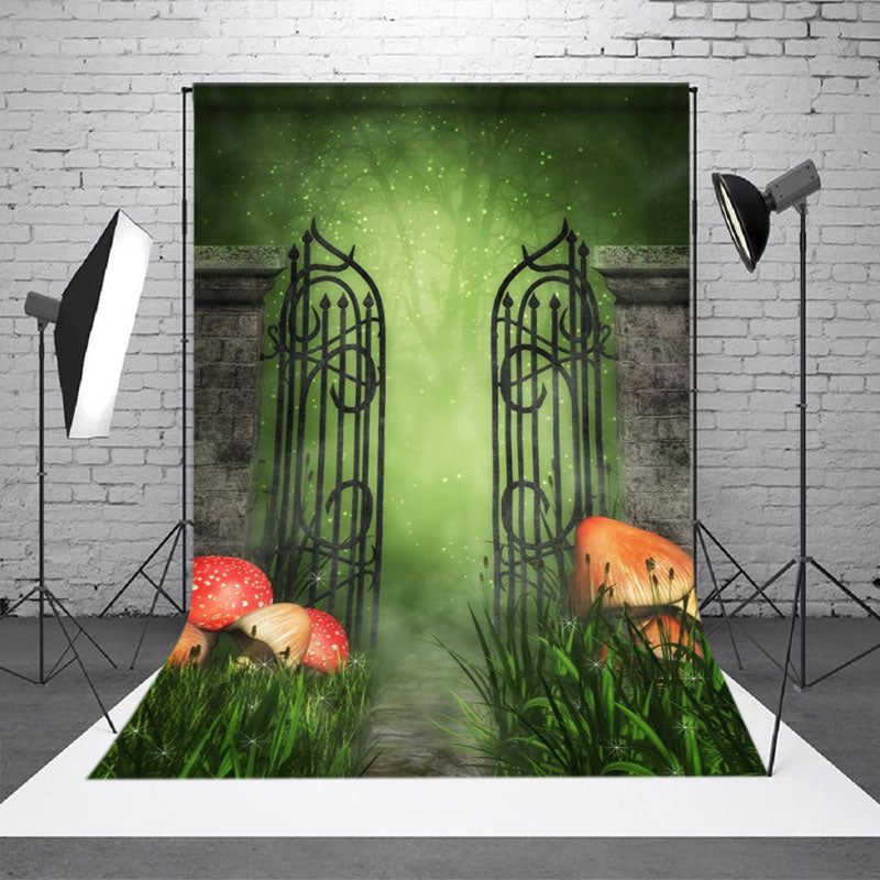 Foggy Grass Gate Mushroom Spring Photoshoot Backdrop - Aperturee