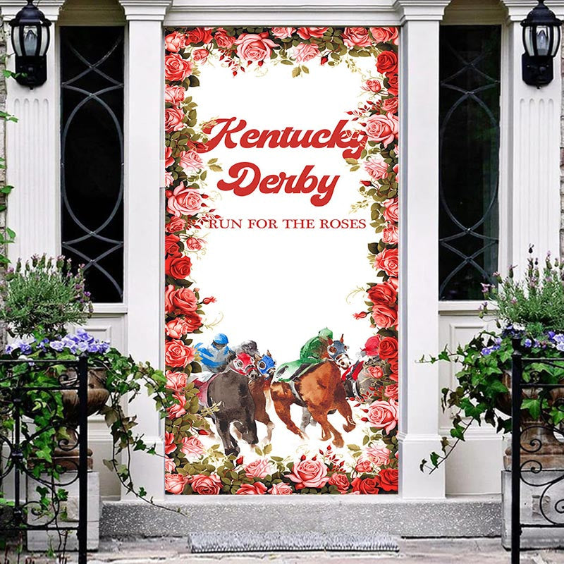 Kentucky Derby Run For The Roses Horse Door Cover - Aperturee