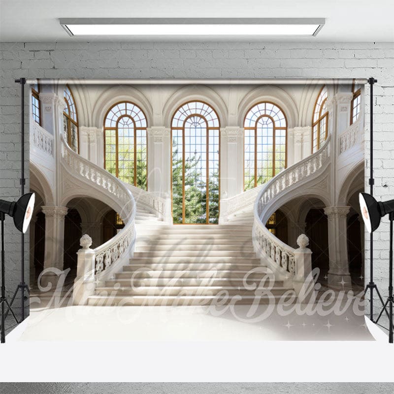 Majestic Staircase Arch Window Architecture Backdrop - Aperturee
