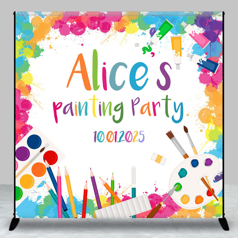 Personalized Colorful Pigment Painting Party Backdrop - Aperturee