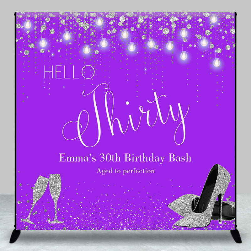 Purple Silver Custom 30th Birthday Bash Backdrop - Aperturee
