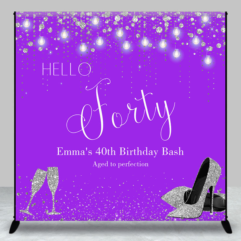 Purple Silver Custom 40th Birthday Bash Backdrop - Aperturee